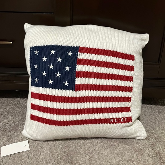 Polo by Ralph Lauren Accents Polo Ralph Lauren American Flag Throw Decor Pillow Knit White